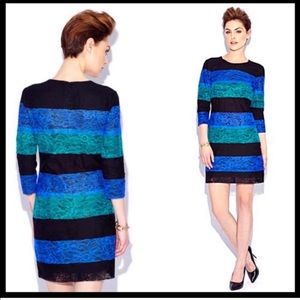 Ali Ro Lace Striped Shift Dress